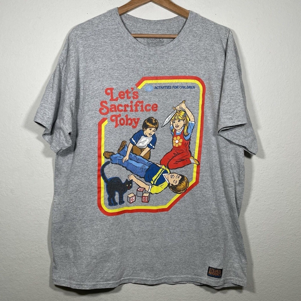 Steven Rhodes Activities For Children Lets Sacrifice Toby Grey Graphic Tee XL